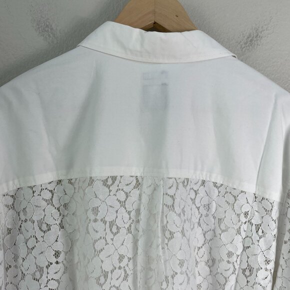 NEW Gap Womens Large White Lace Bib Big Shirt Button Up Long Sleeve Blouse Top - Picture 16 of 16